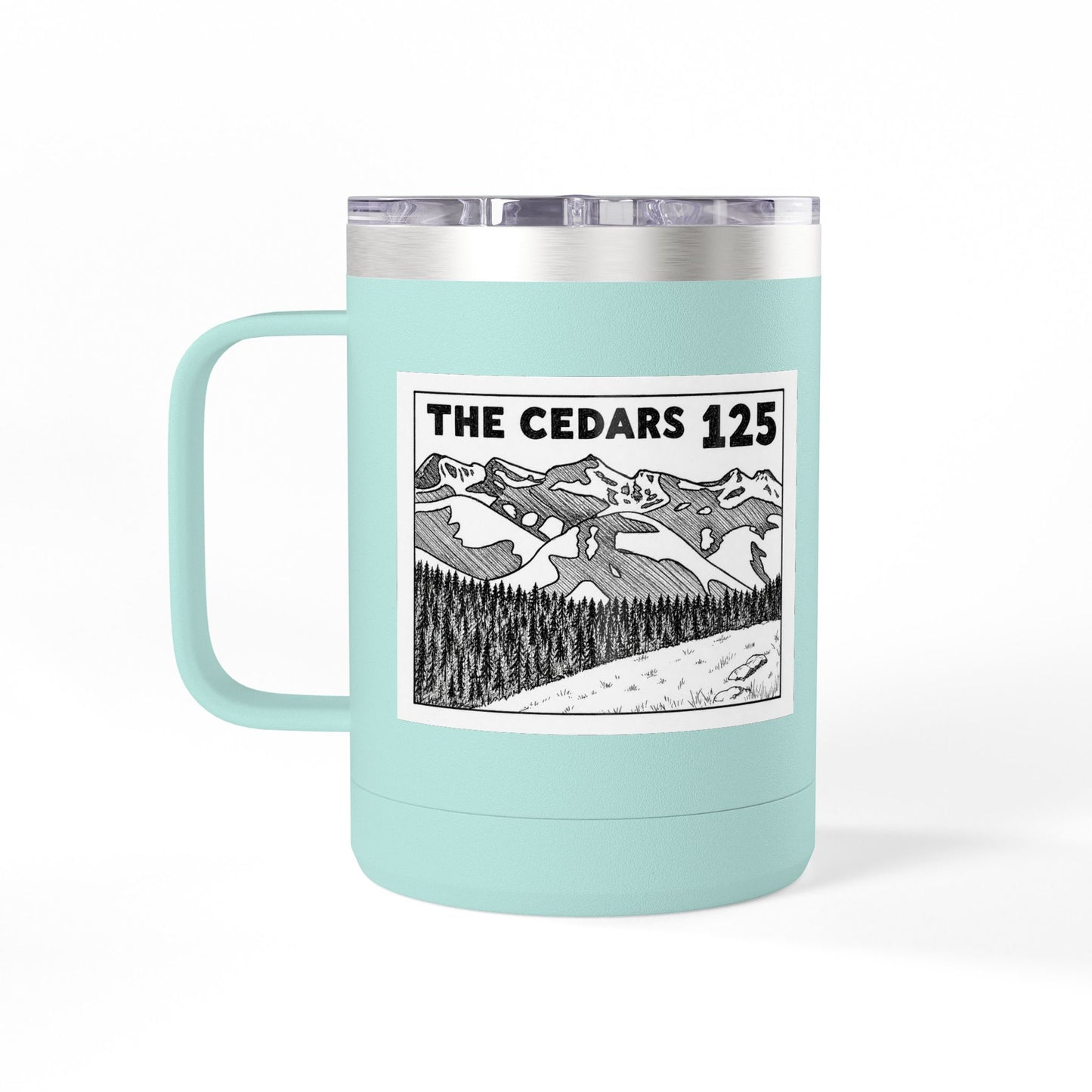 125th Anniversary Floral Travel Mug — Commemorative 15oz Tumbler