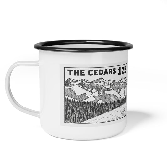 Enamel Camp Cup — 'The Cedars 125' Mountain & Forest Camping Mug