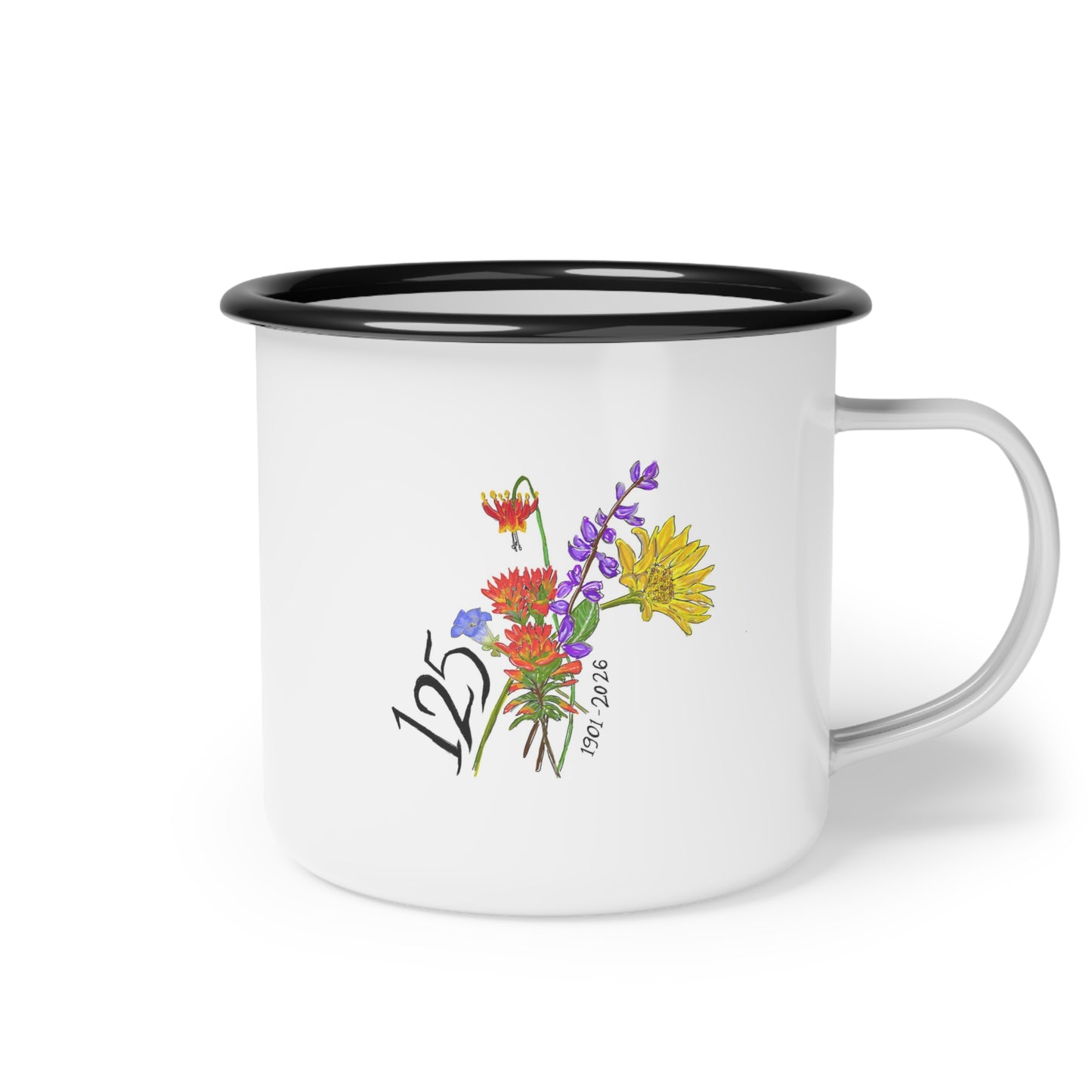 Enamel Camp Cup — 'The Cedars 125' Mountain & Forest Camping Mug