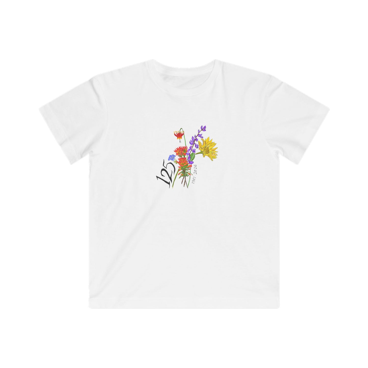 Kids Tee — '125' Wildflower Floral Graphic