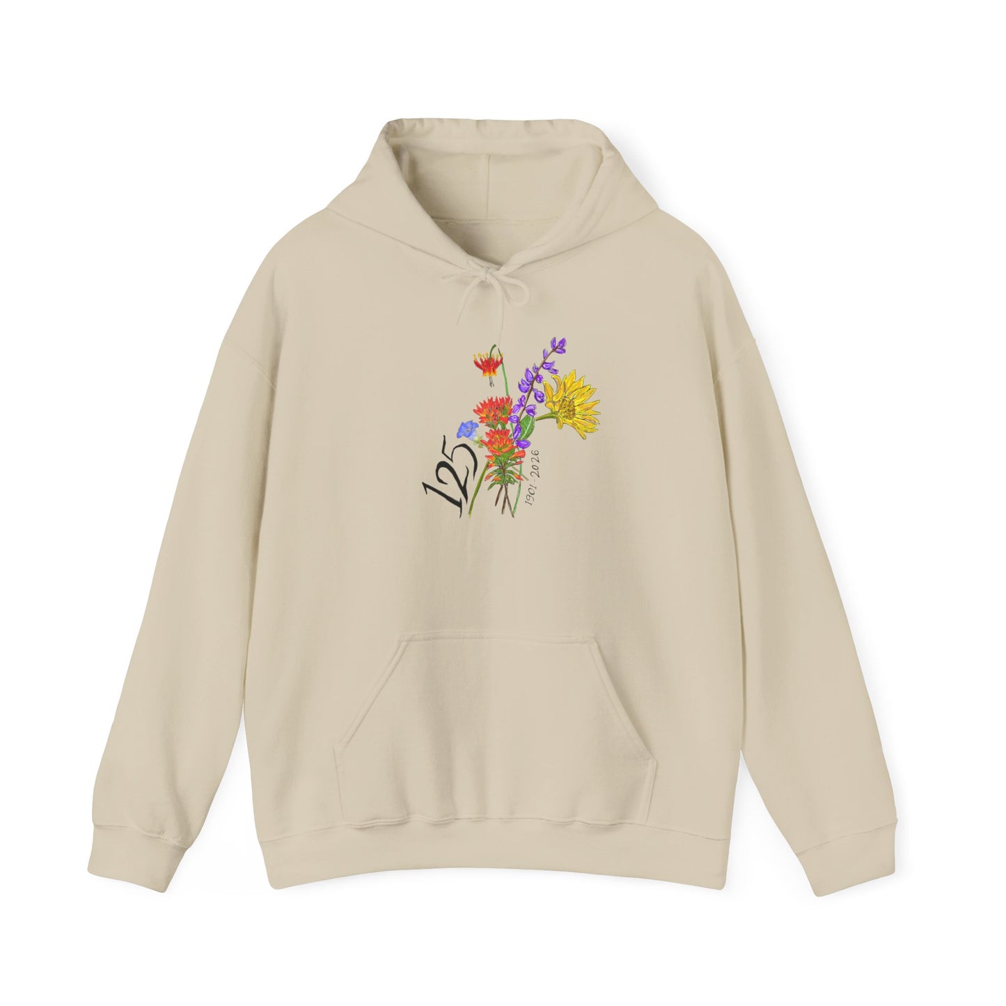 Floral 125 Anniversary Hoodie — Vintage Wildflower Bouquet Design