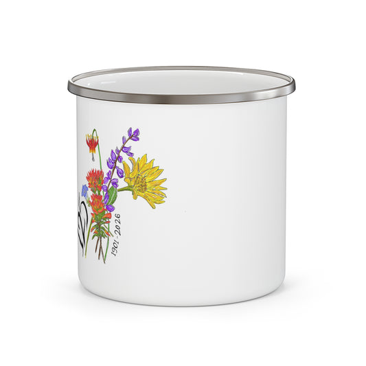 Enamel Camping Mug — Wildflower Bouquet Camp Coffee Cup (May 2026)