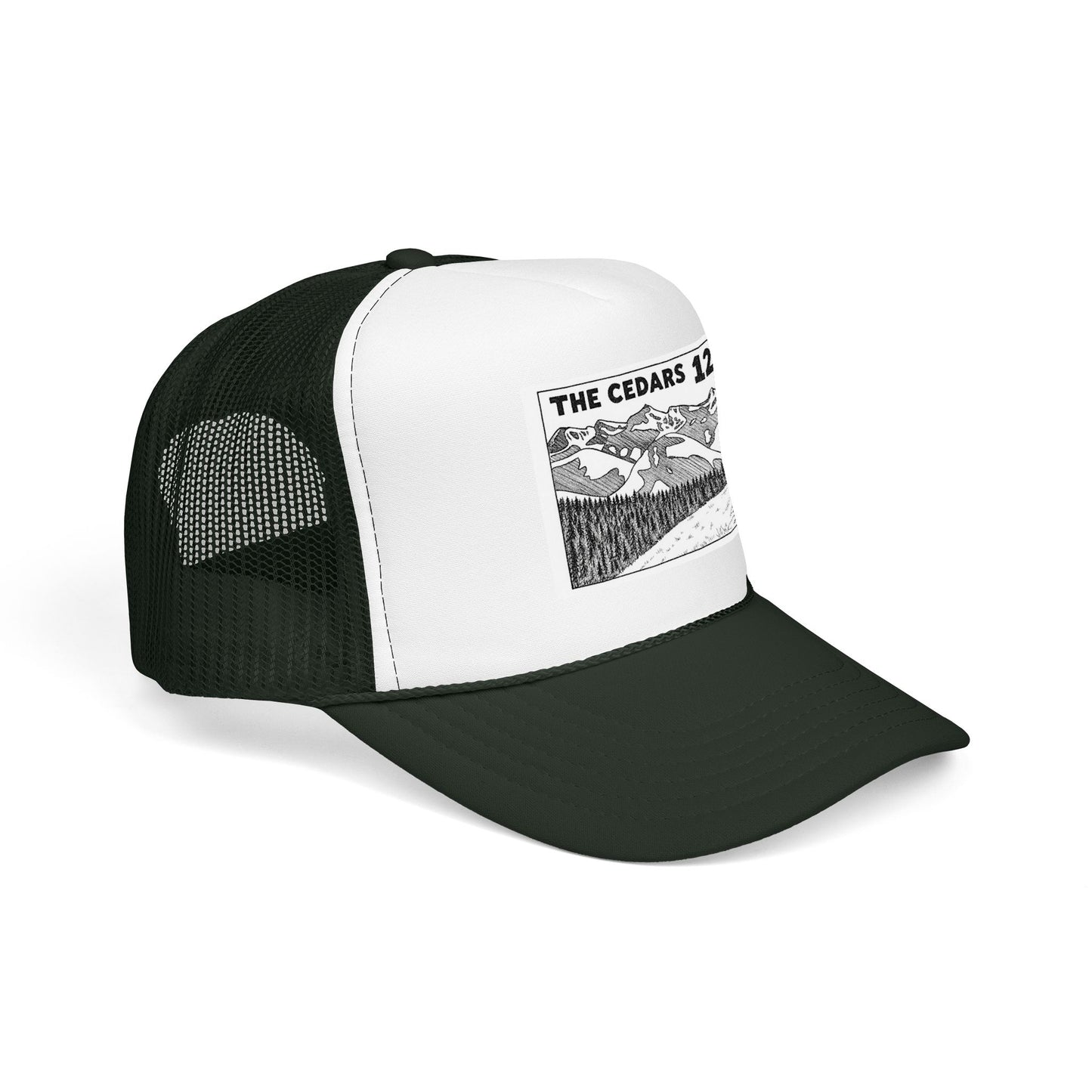 The Cedars 125 Trucker Hat — Vintage Mountain Patch Foam Trucker Cap