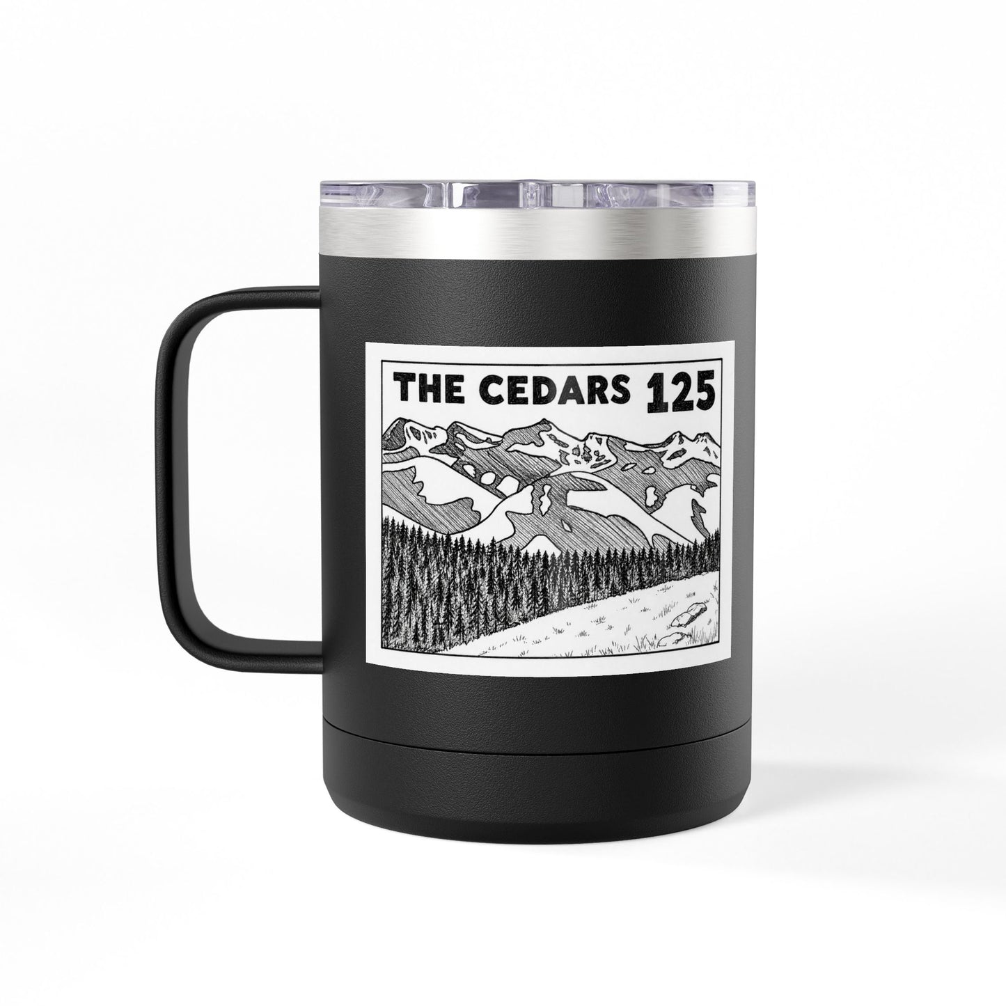 125th Anniversary Floral Travel Mug — Commemorative 15oz Tumbler