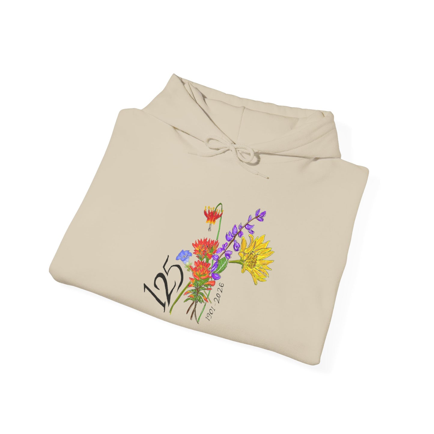Floral 125 Anniversary Hoodie — Vintage Wildflower Bouquet Design