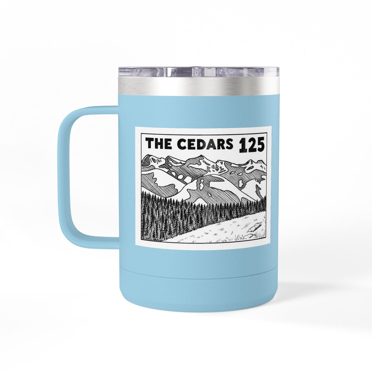 125th Anniversary Floral Travel Mug — Commemorative 15oz Tumbler
