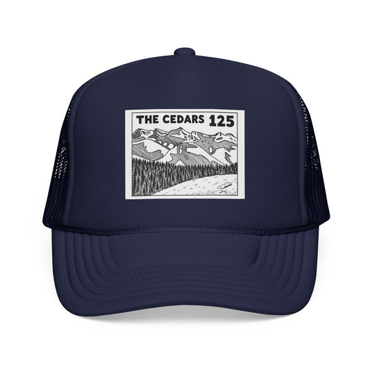 The Cedars 125 Trucker Hat — Vintage Mountain Patch Foam Trucker Cap