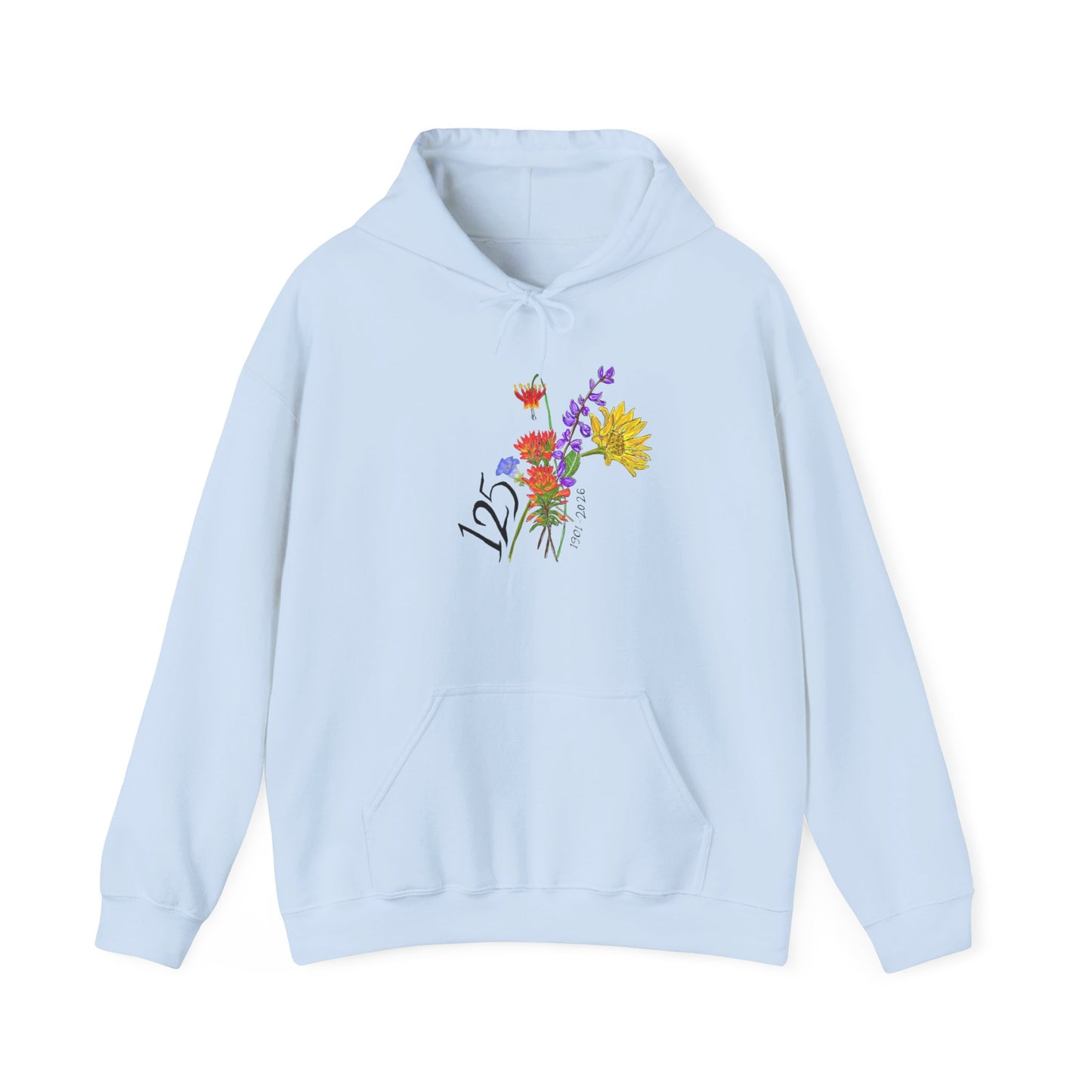 Floral 125 Anniversary Hoodie — Vintage Wildflower Bouquet Design
