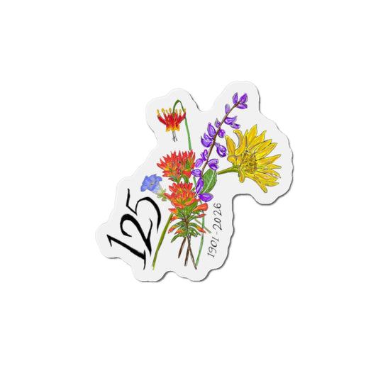 125th Anniversary Floral Die-Cut Magnet — Commemorative Wildflower Design (1901–2026)