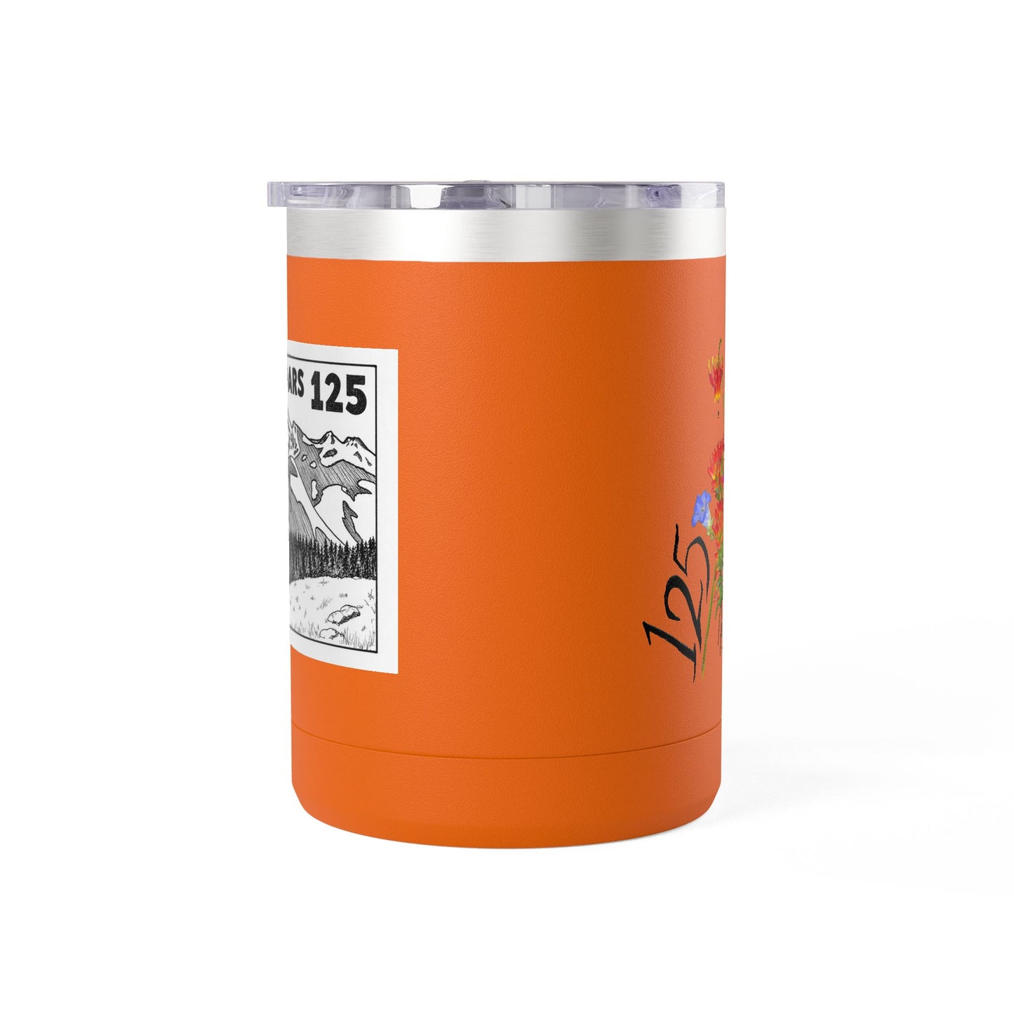 125th Anniversary Floral Travel Mug — Commemorative 15oz Tumbler