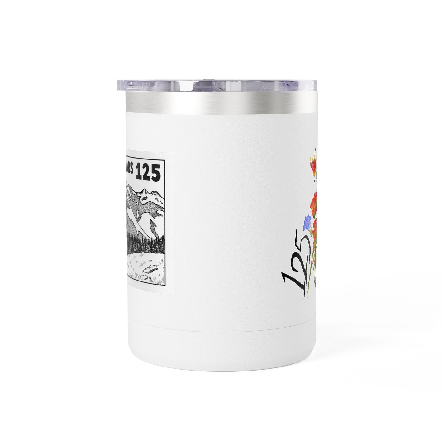 125th Anniversary Floral Travel Mug — Commemorative 15oz Tumbler