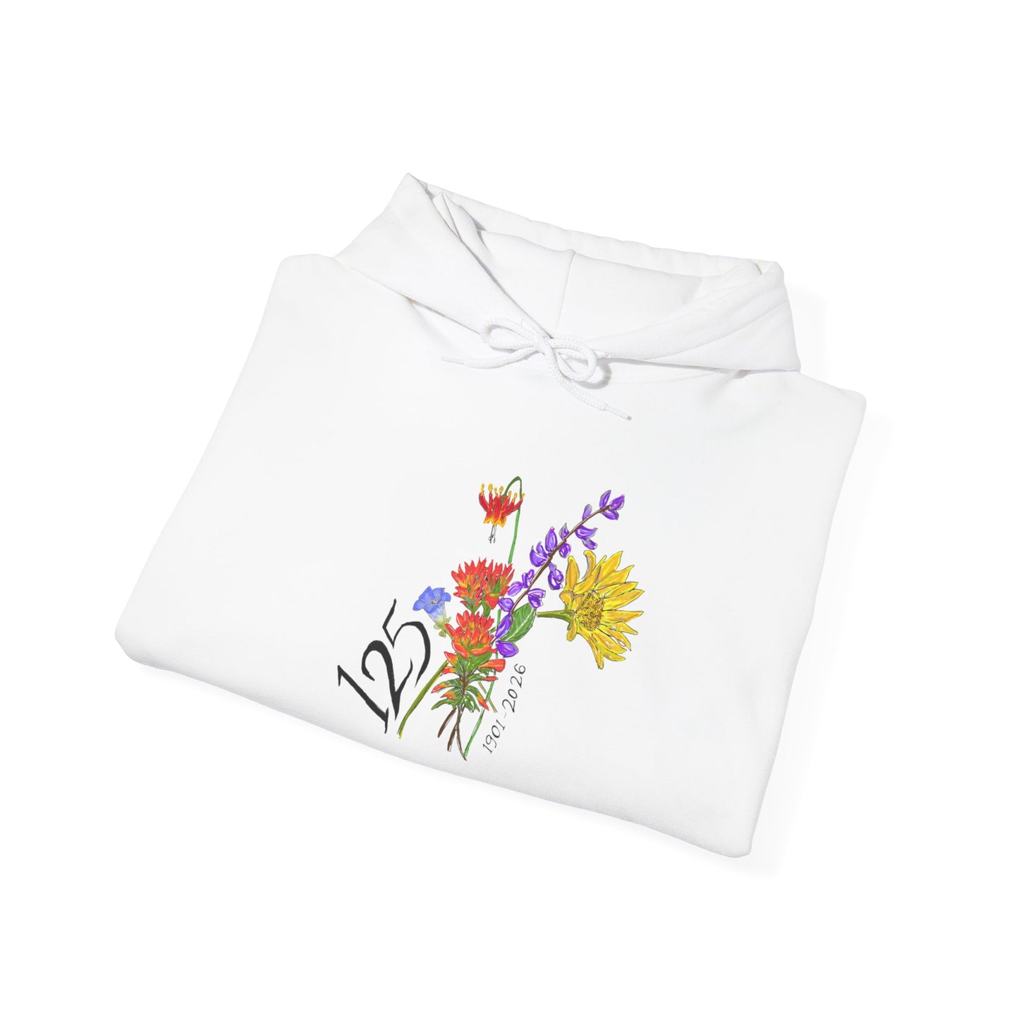 Floral 125 Anniversary Hoodie — Vintage Wildflower Bouquet Design