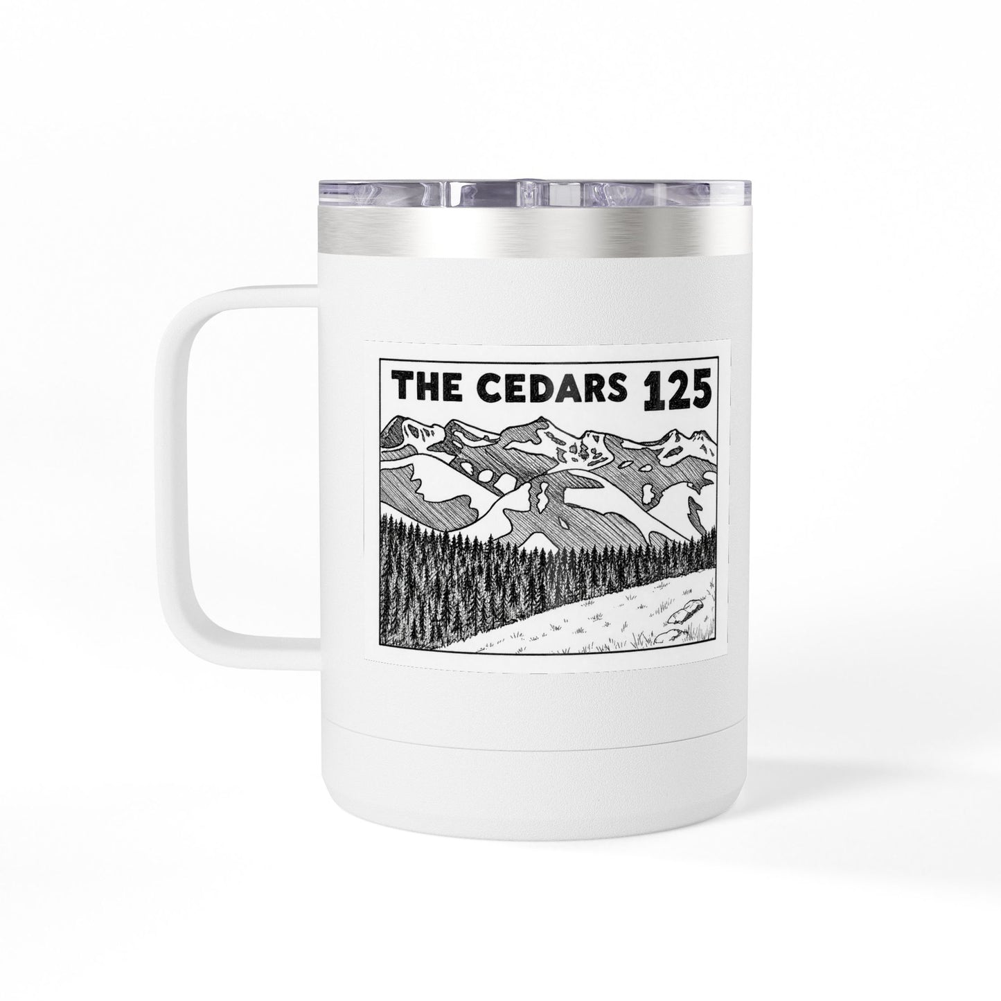 125th Anniversary Floral Travel Mug — Commemorative 15oz Tumbler