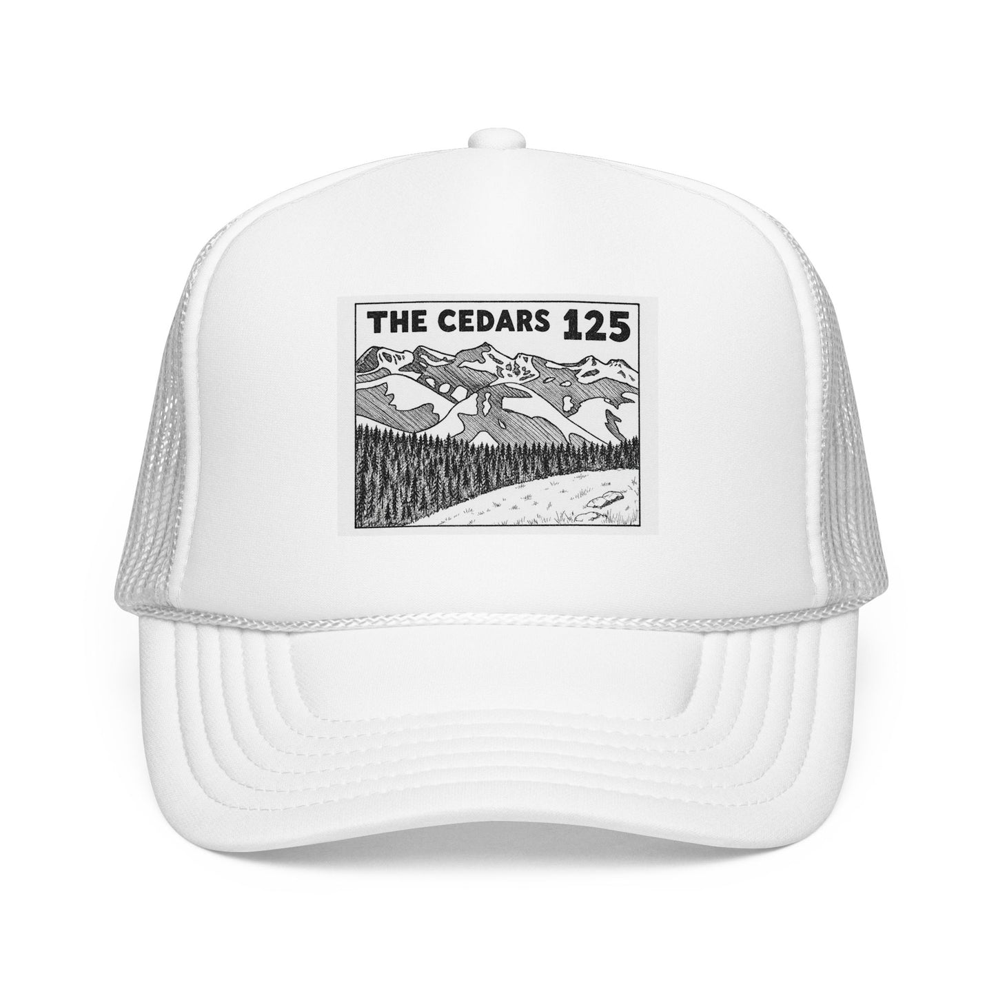 The Cedars 125 Trucker Hat — Vintage Mountain Patch Foam Trucker Cap