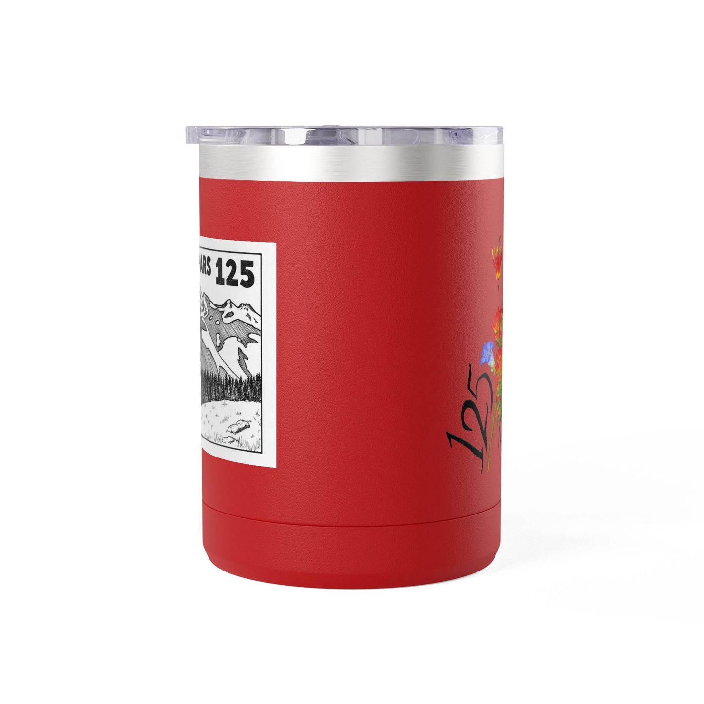 125th Anniversary Floral Travel Mug — Commemorative 15oz Tumbler