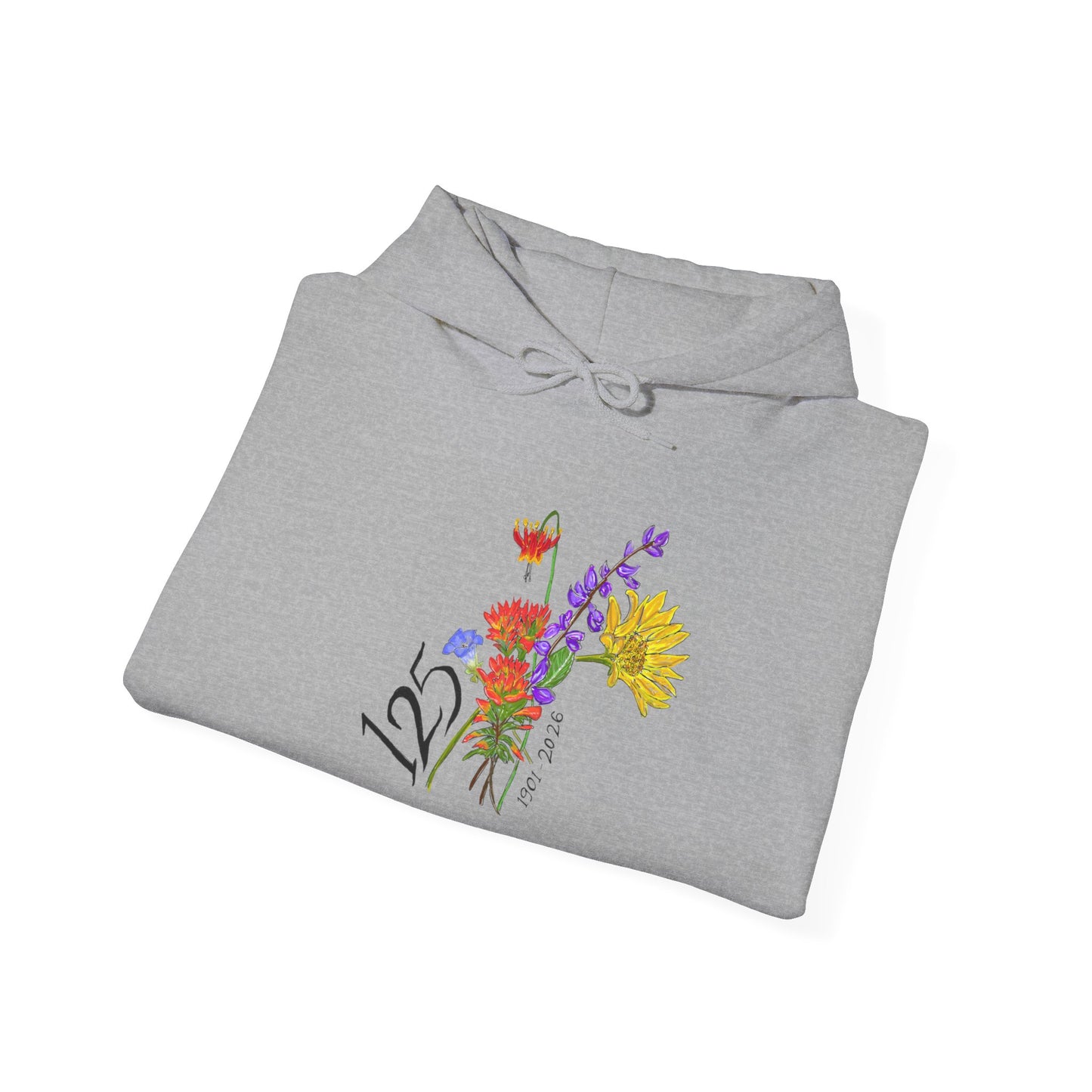 Floral 125 Anniversary Hoodie — Vintage Wildflower Bouquet Design