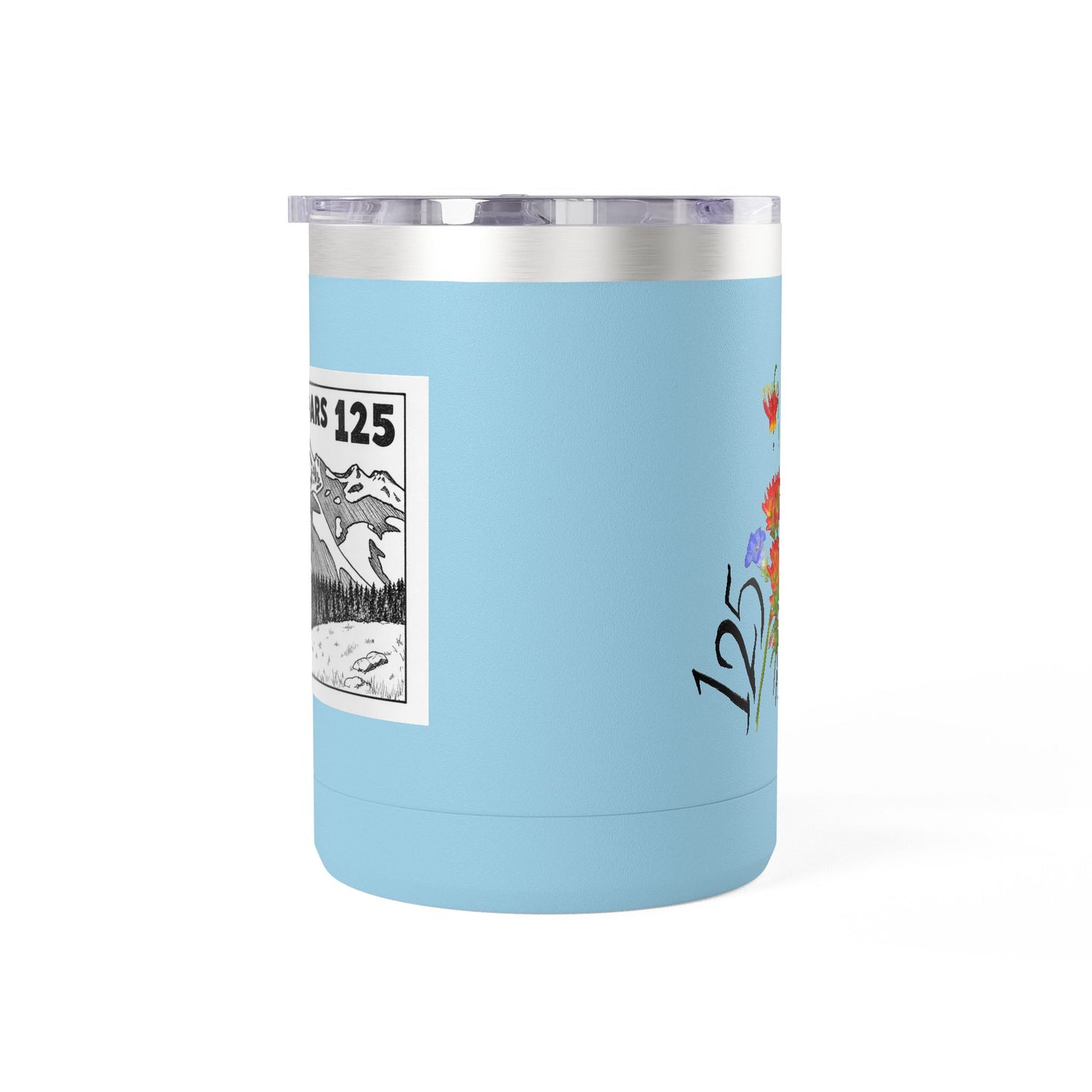125th Anniversary Floral Travel Mug — Commemorative 15oz Tumbler