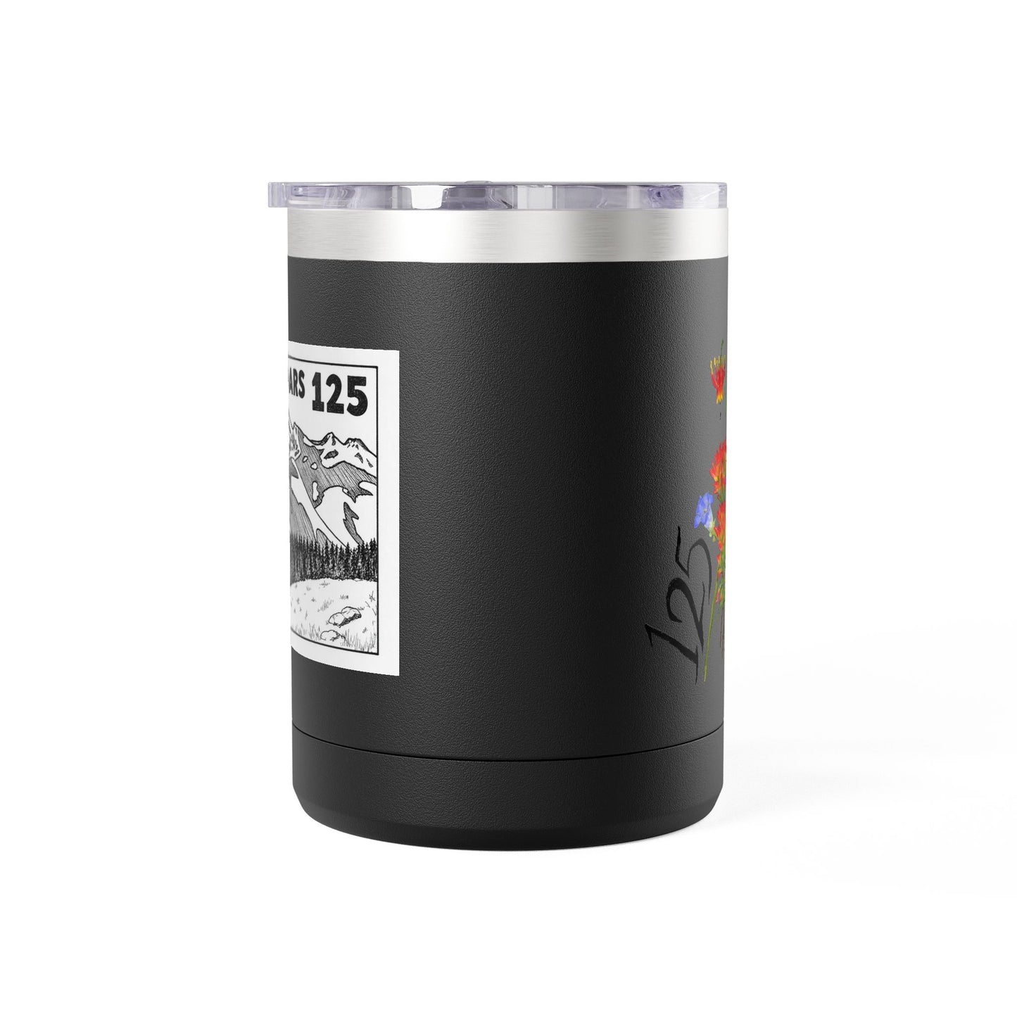 125th Anniversary Floral Travel Mug — Commemorative 15oz Tumbler