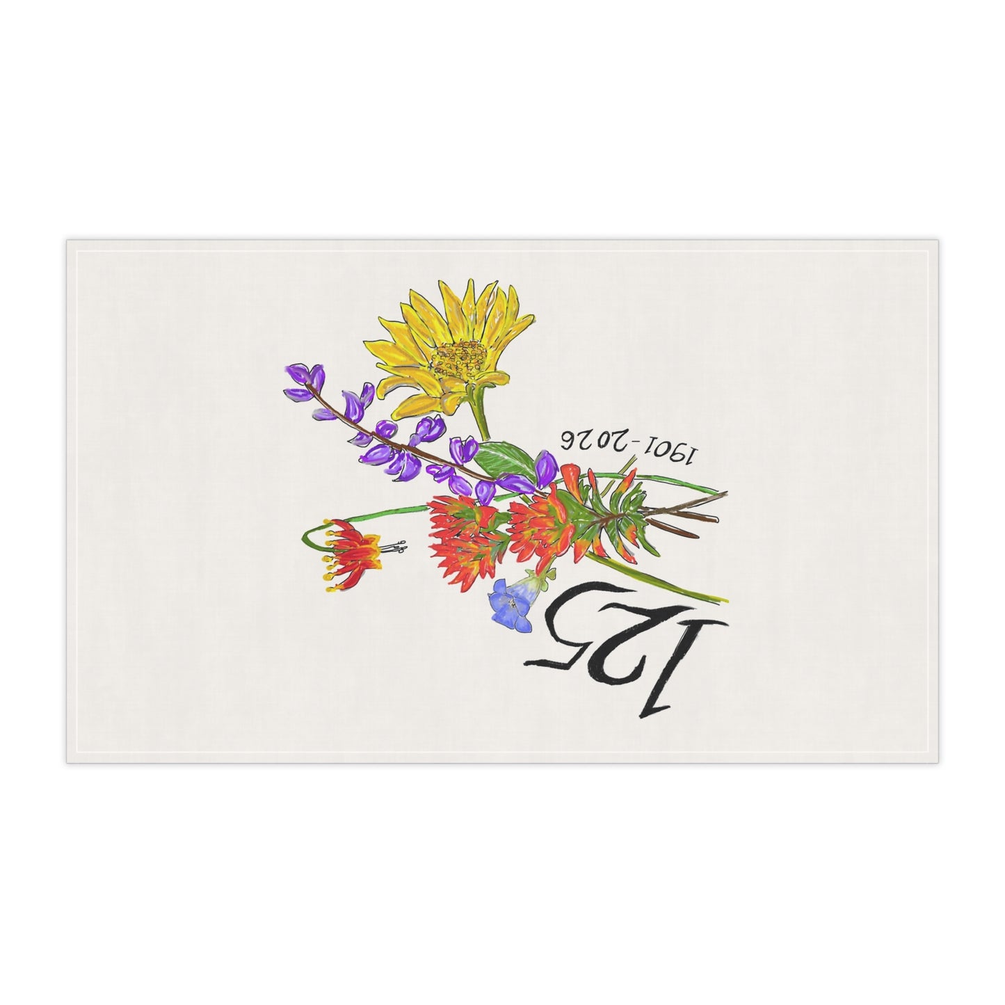125th Anniversary Floral Tea Towel — Commemorative 1901–2026 Kitchen Linen
