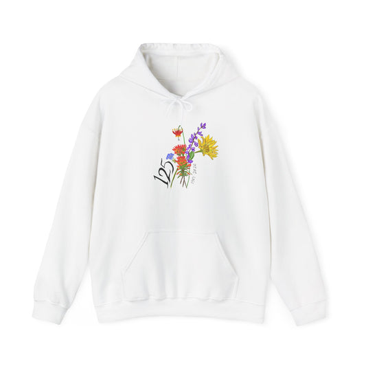 Floral 125 Anniversary Hoodie — Vintage Wildflower Bouquet Design