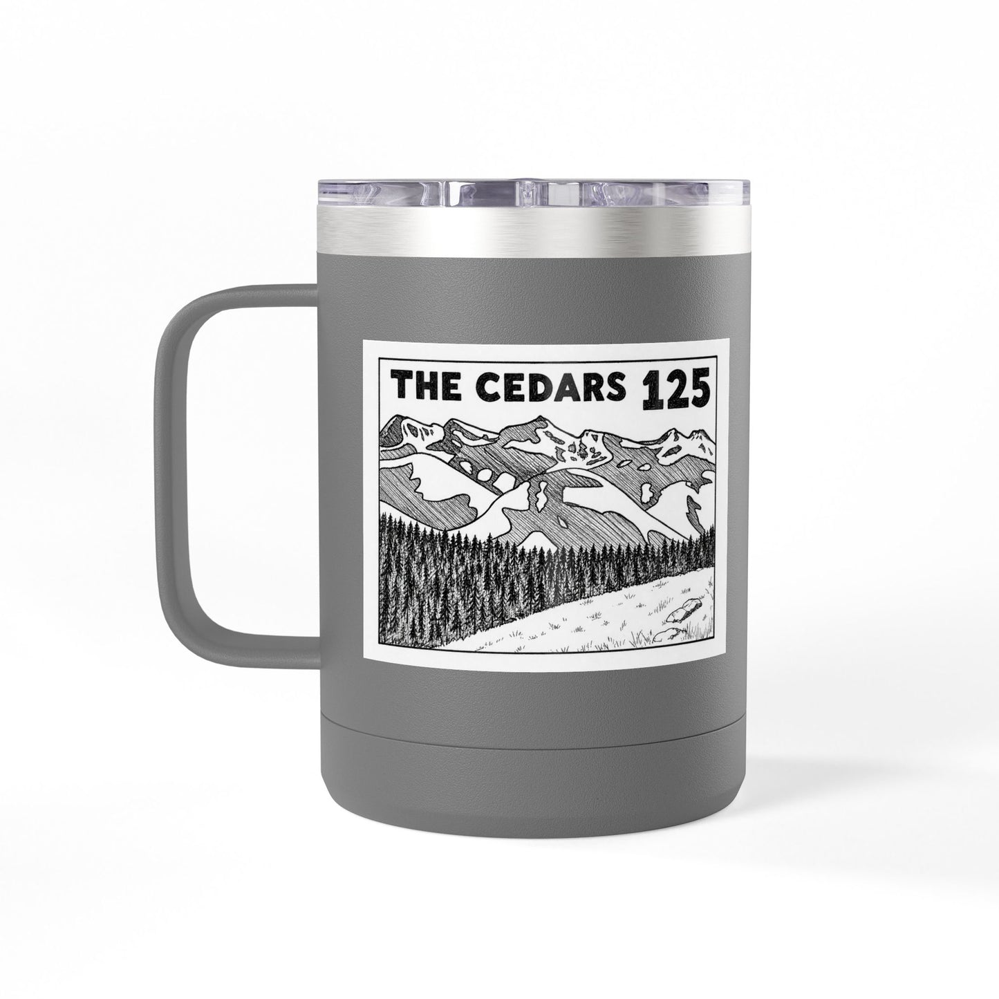 125th Anniversary Floral Travel Mug — Commemorative 15oz Tumbler