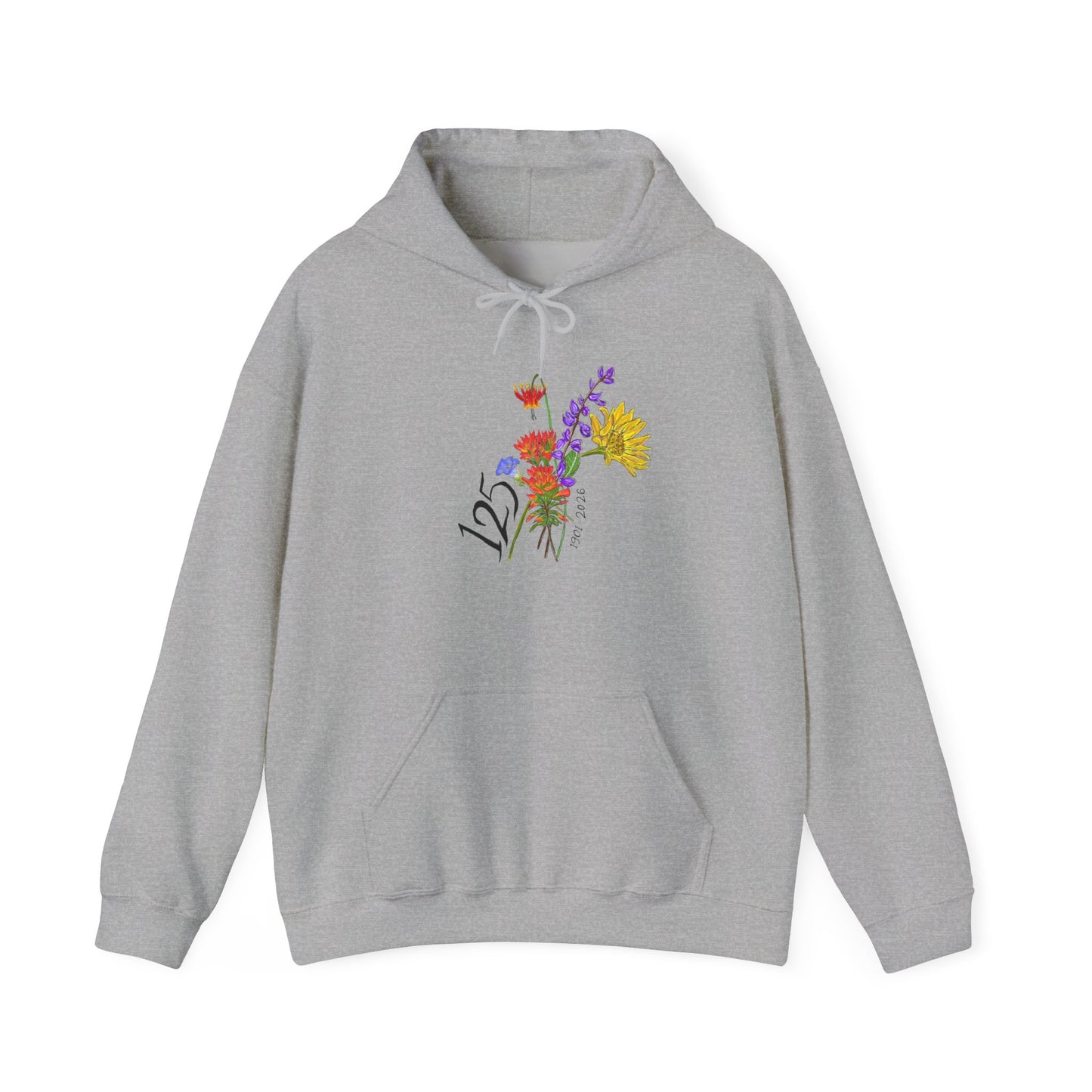Floral 125 Anniversary Hoodie — Vintage Wildflower Bouquet Design